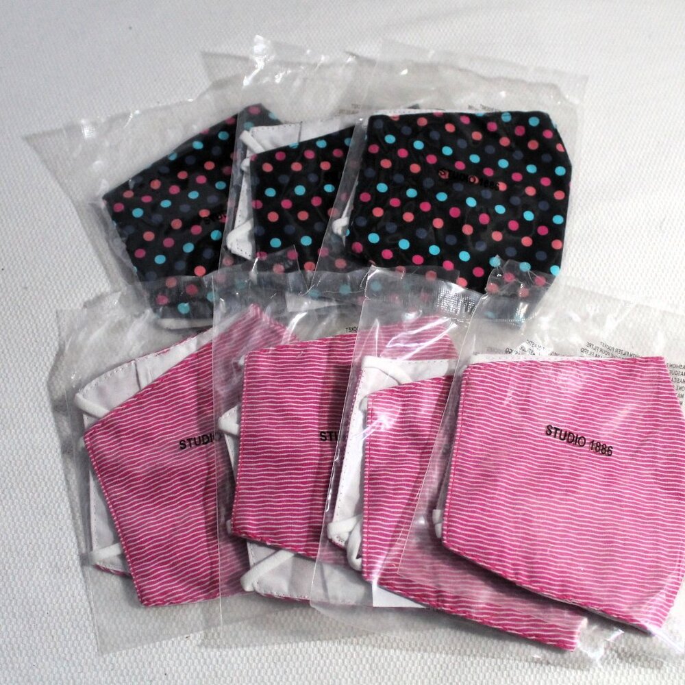 Set of 7 Avon / Studio 1886 Printed Cloth Masks With Filter Pocket, NEW SEALED